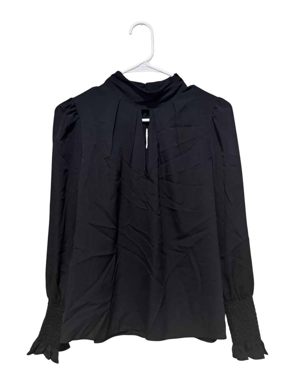 French Connection Black Mock-Neck Blouse With Keyhole
